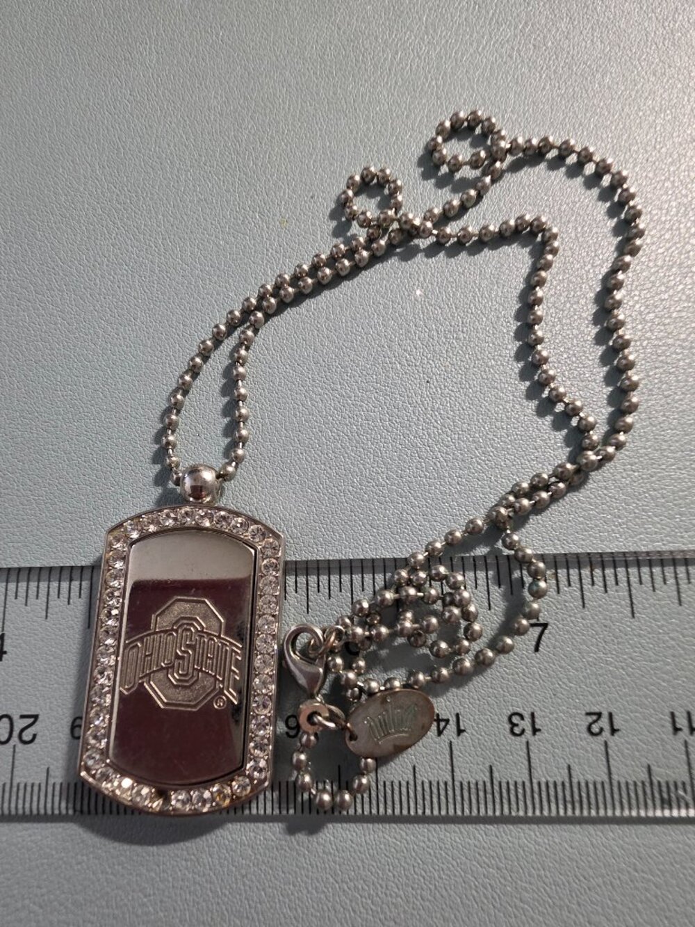 Ohio State Silver and Rhinestone Dog Tags